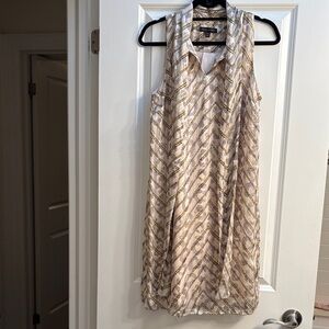 Banana Republic Sleeveless Collared Midi Dress in Cream and Gold